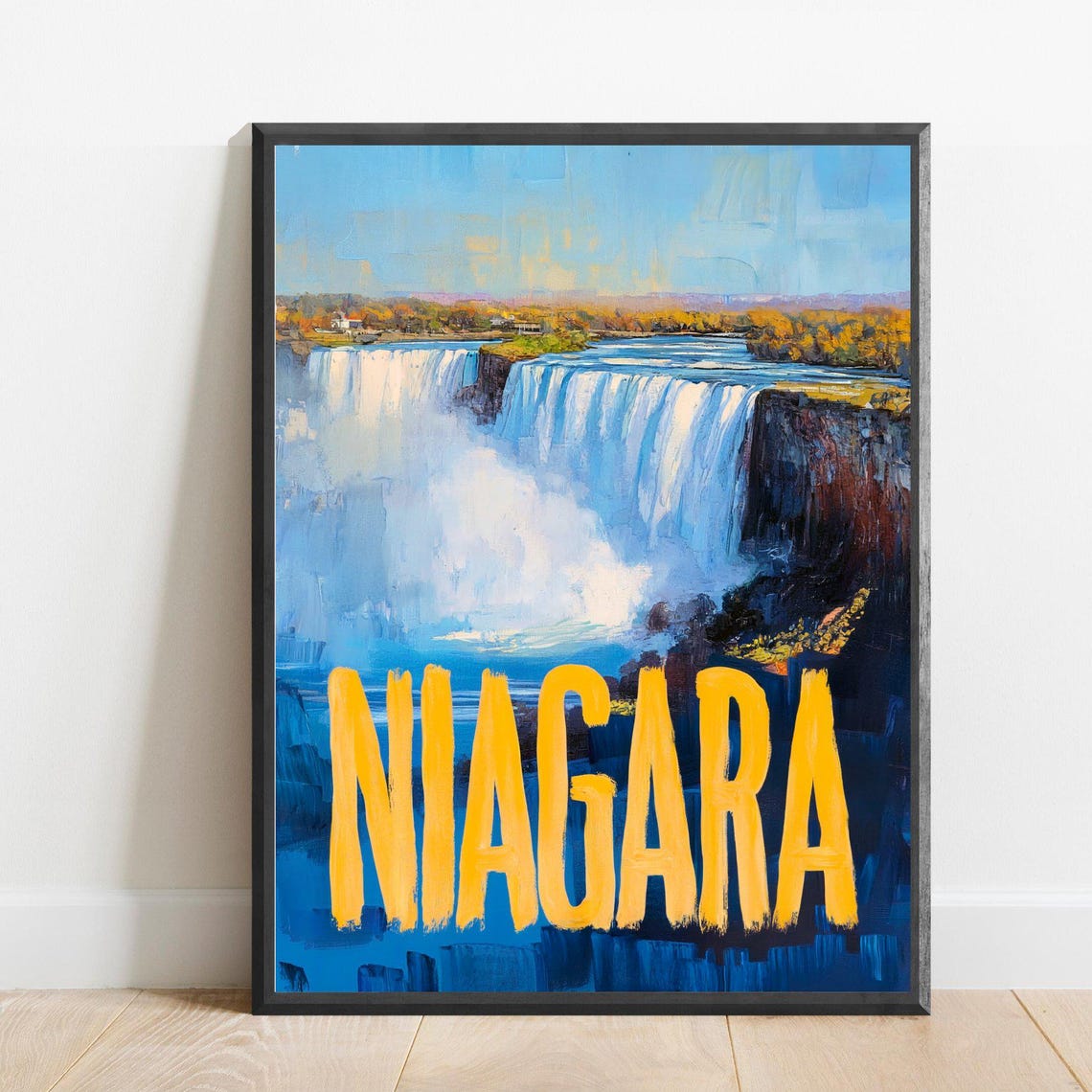 Niagara Falls Horseshoe Falls Autumn Impressionist Travel Poster