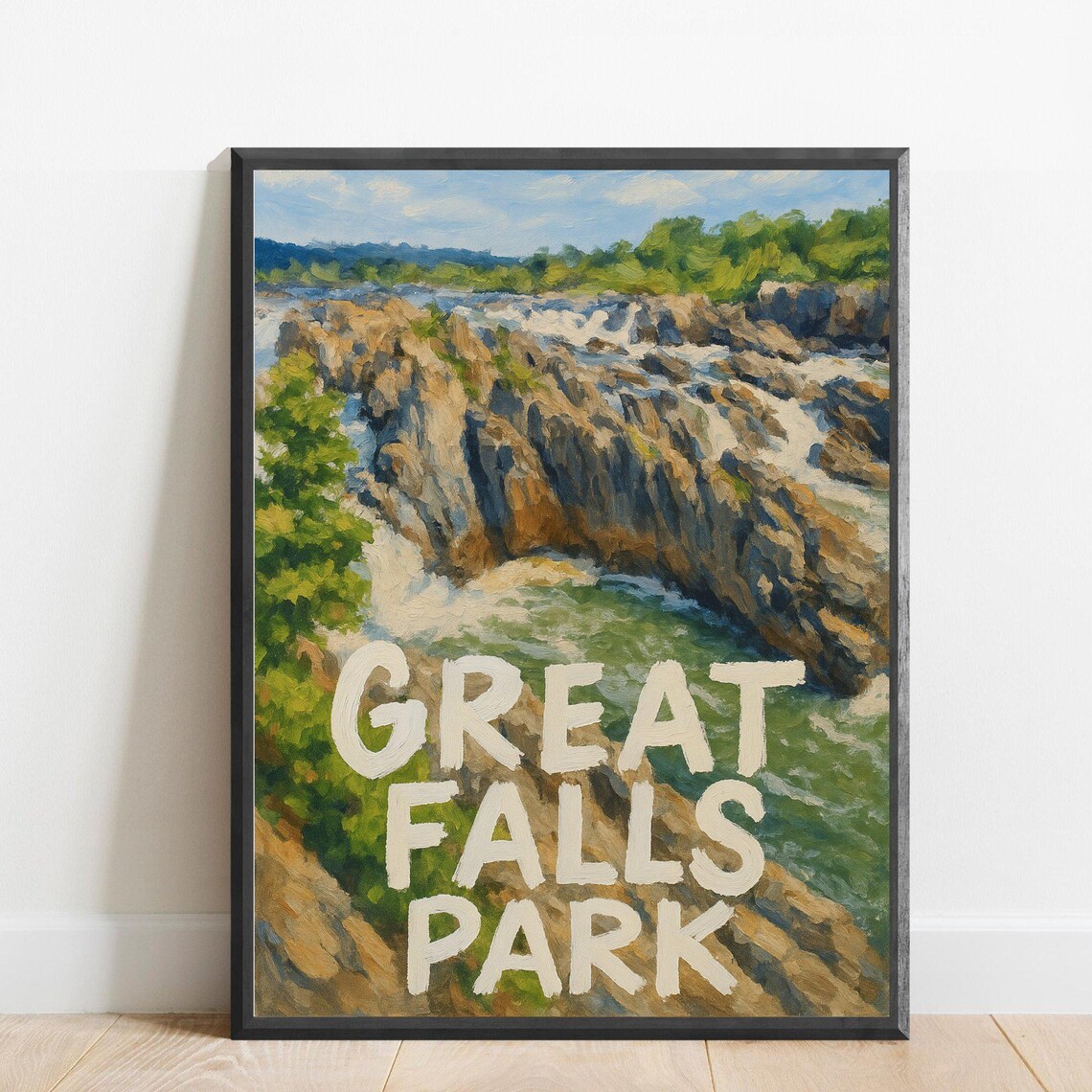 Great Falls Park Waterfall Impressionist Travel Landscape Poster