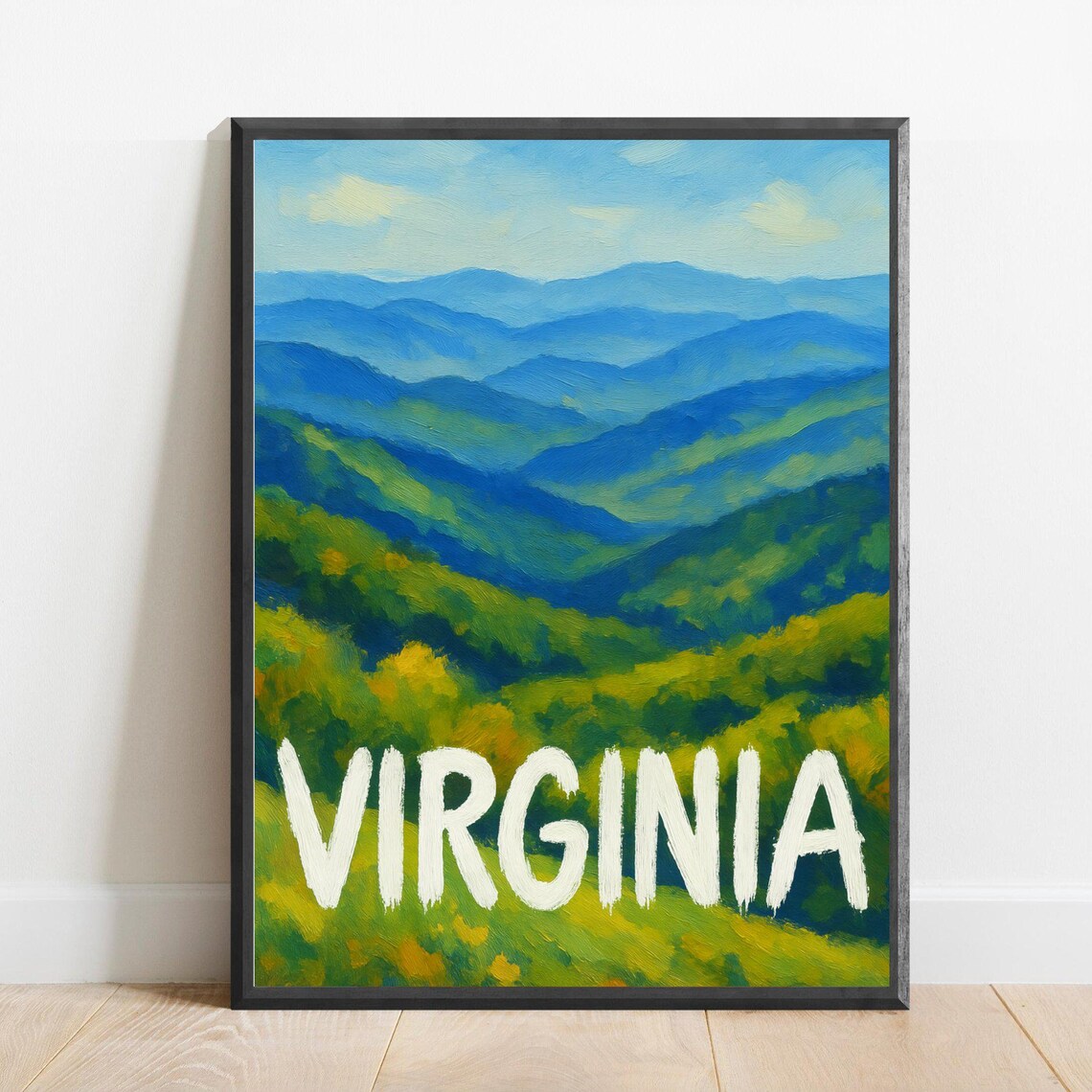 Virginia Blue Ridge Mountains Impressionist Travel Art Poster