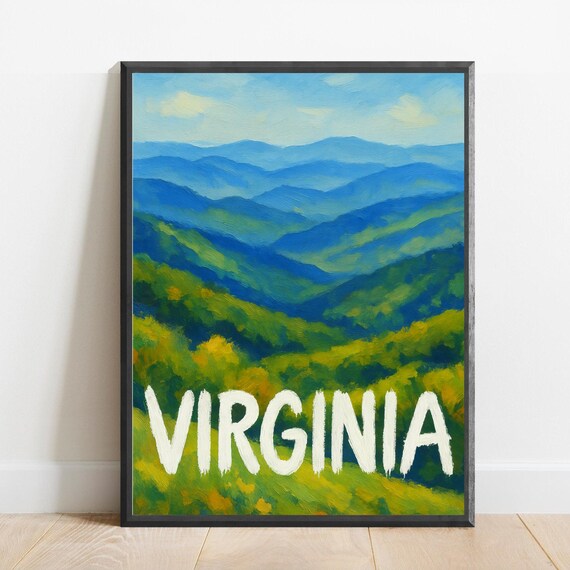 Virginia Blue Ridge Mountains Impressionist Travel Art Poster