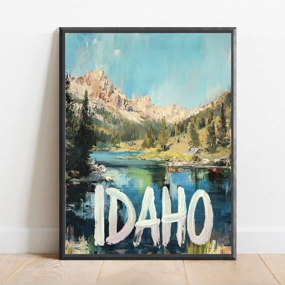 Idaho Mountain Lake Alpine Wilderness Cabin Scenic Travel Poster