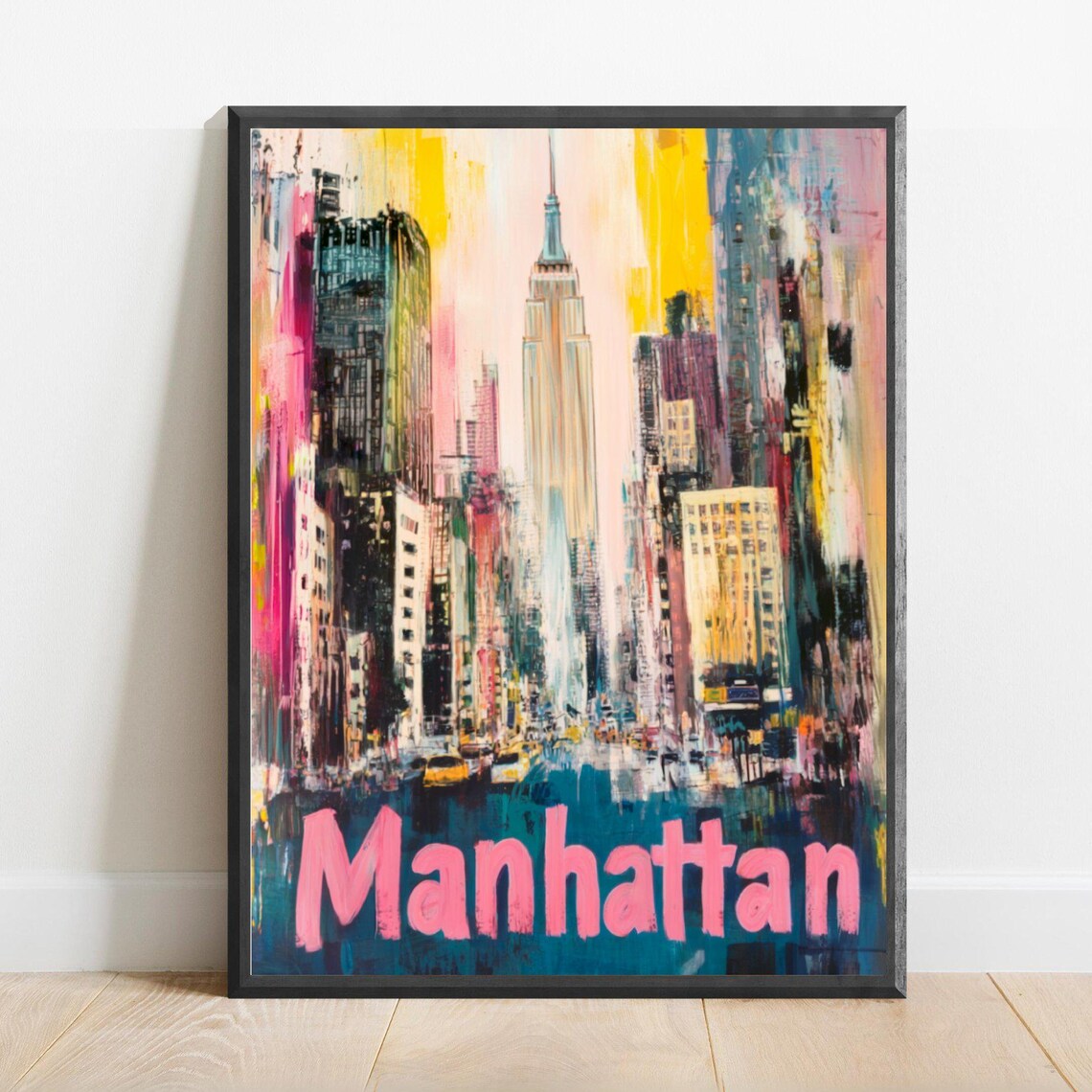 Manhattan Abstract Travel Poster, Modern Wall Decor