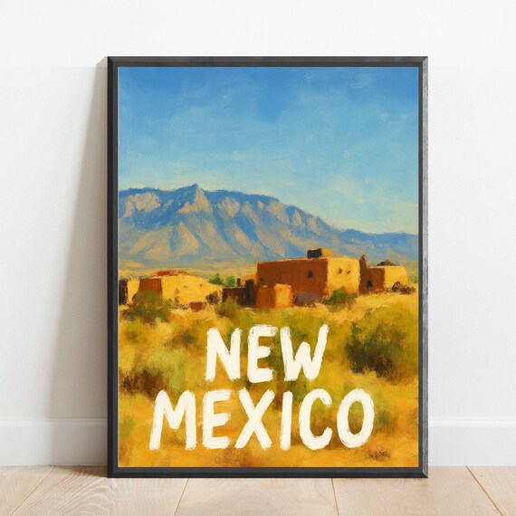 New Mexico Poster Impressionist Travel Art Print Modern Wall Decor Bold Textured Brushstrokes
