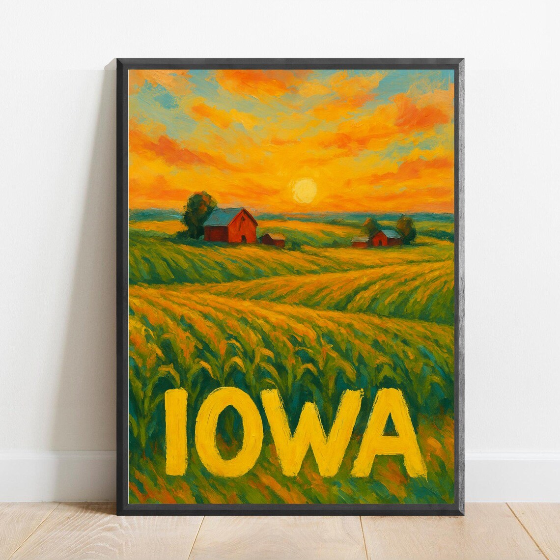 Iowa Impressionist Travel Poster, Modern Wall Decor