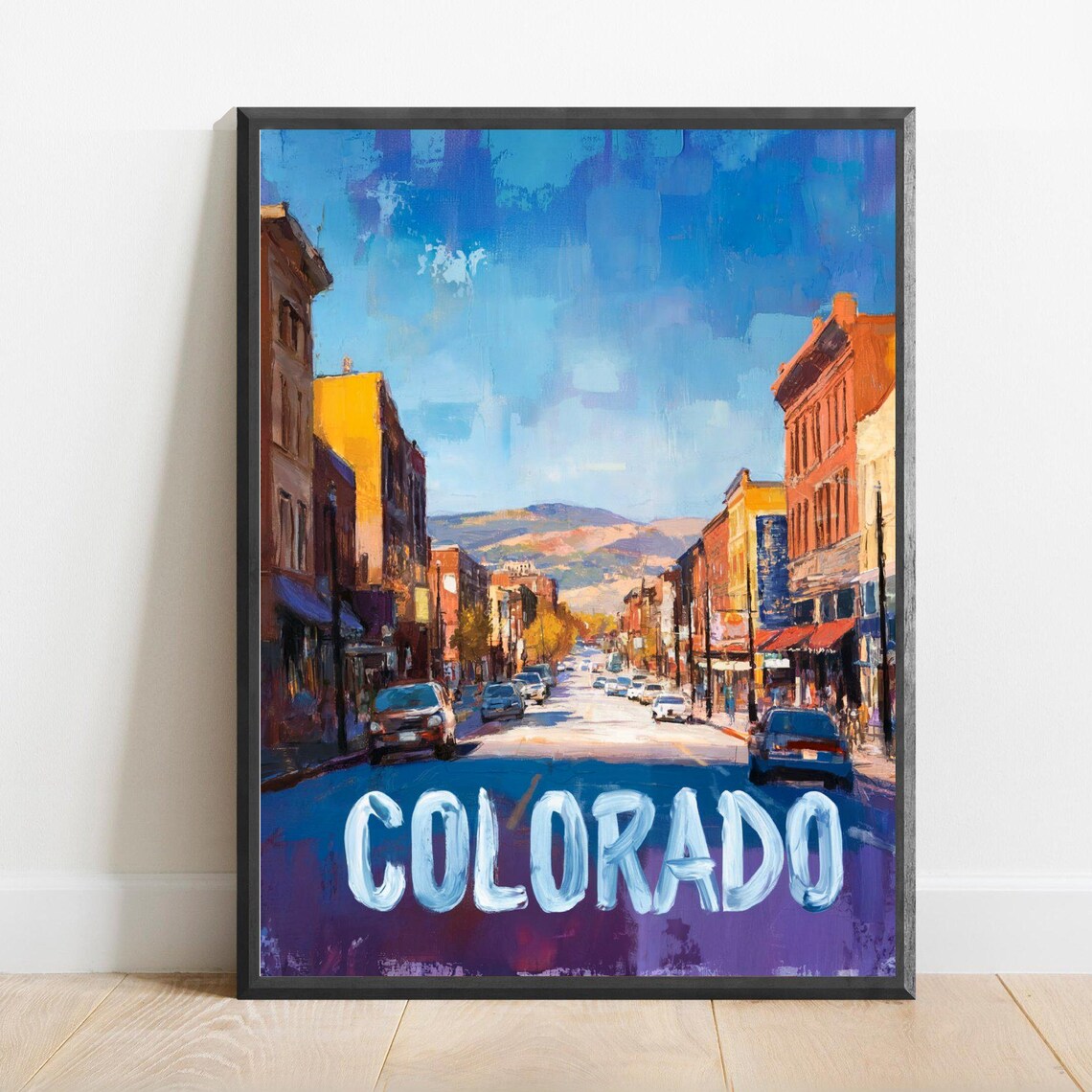 Colorado Historic Main Street With Mountain View Travel Poster
