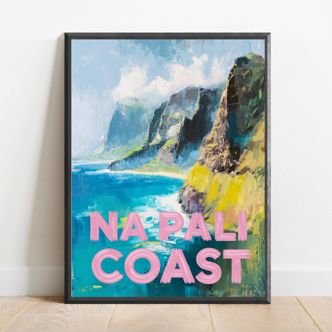 Na Pali Coast Kauai Sea Cliffs Ocean Hawaiian Island Travel Poster