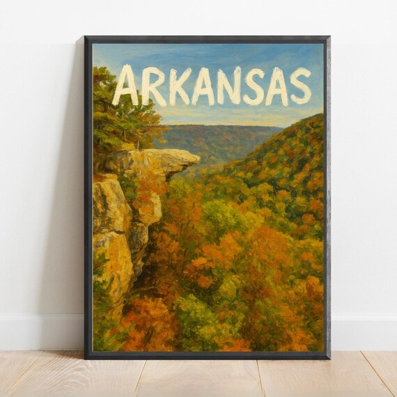 Arkansas Poster Impressionist Travel Art Print Modern Wall Decor Bold Textured Brushstrokes