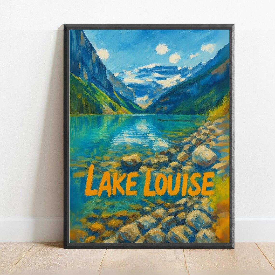Lake Louise Turquoise Water Painted Banff Canada Travel Poster