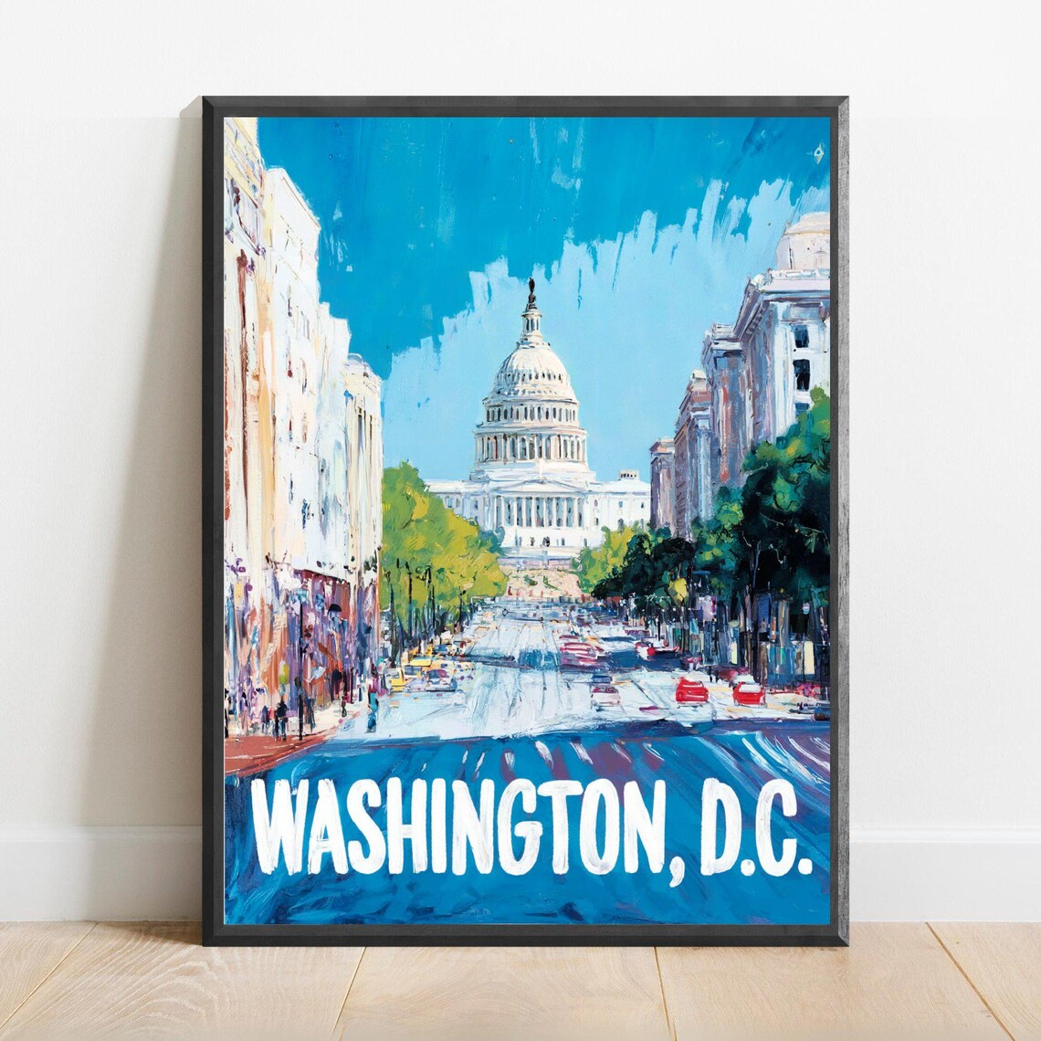 Washington DC Capitol Building Street USA Capital Cityscape Poster