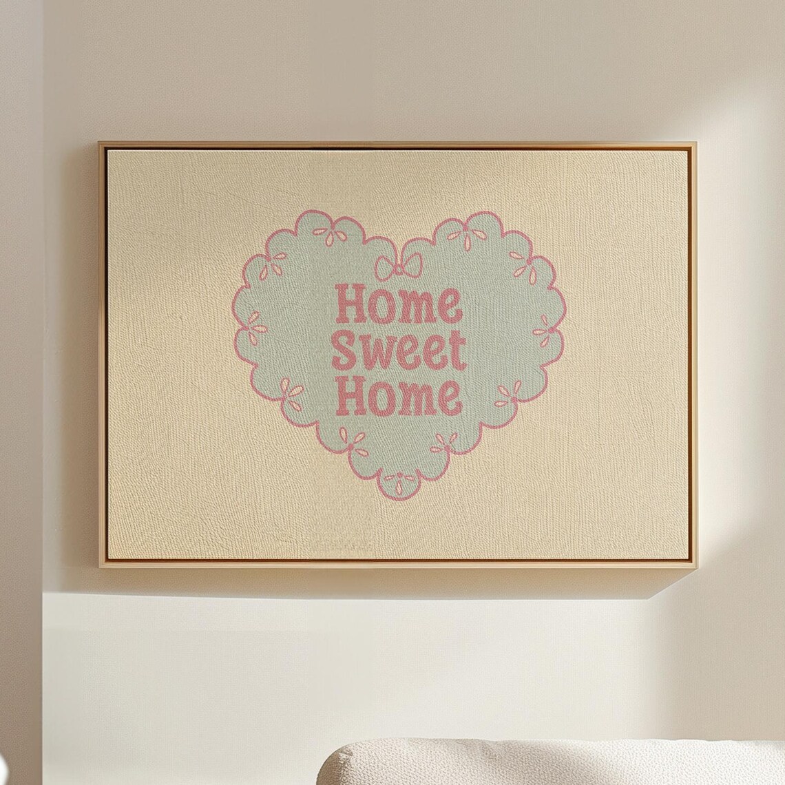 Home Sweet Home Mint Green Heart Pink Girly Cottage Wall Art