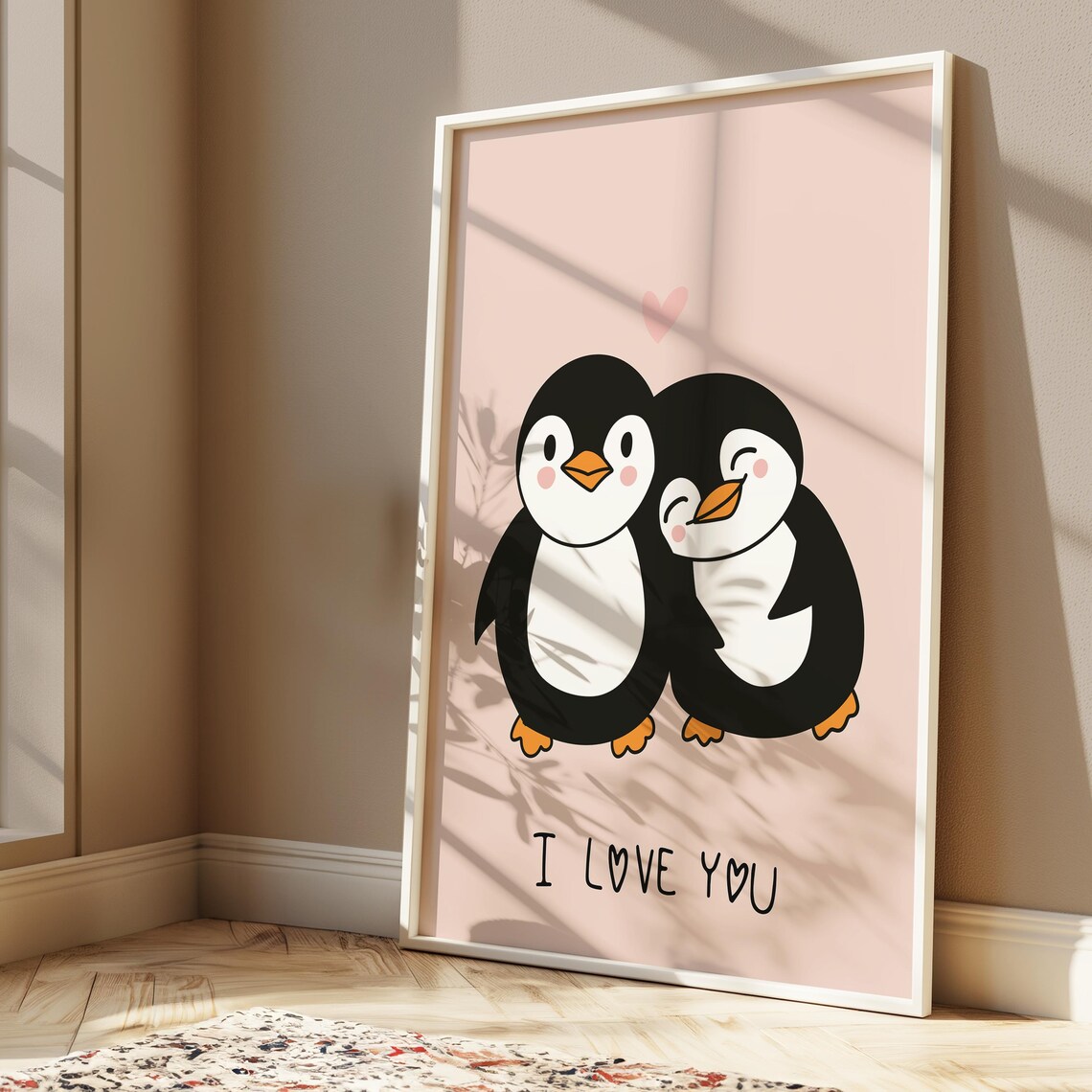 I Love You Penguin Couple Cute Valentine Animal Nursery Art Print