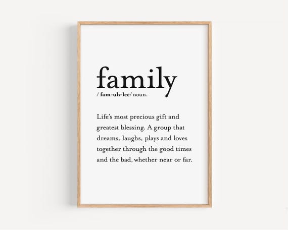 Family Definition Wall Art Instant Family Quotes Decor Printable Living Room Art Housewarming Gift Custom Colors Available