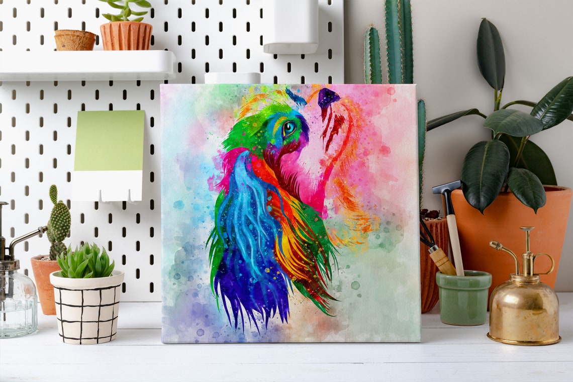 Cavalier King Charles Spaniel Rainbow Watercolor Portrait Poster - Image 2