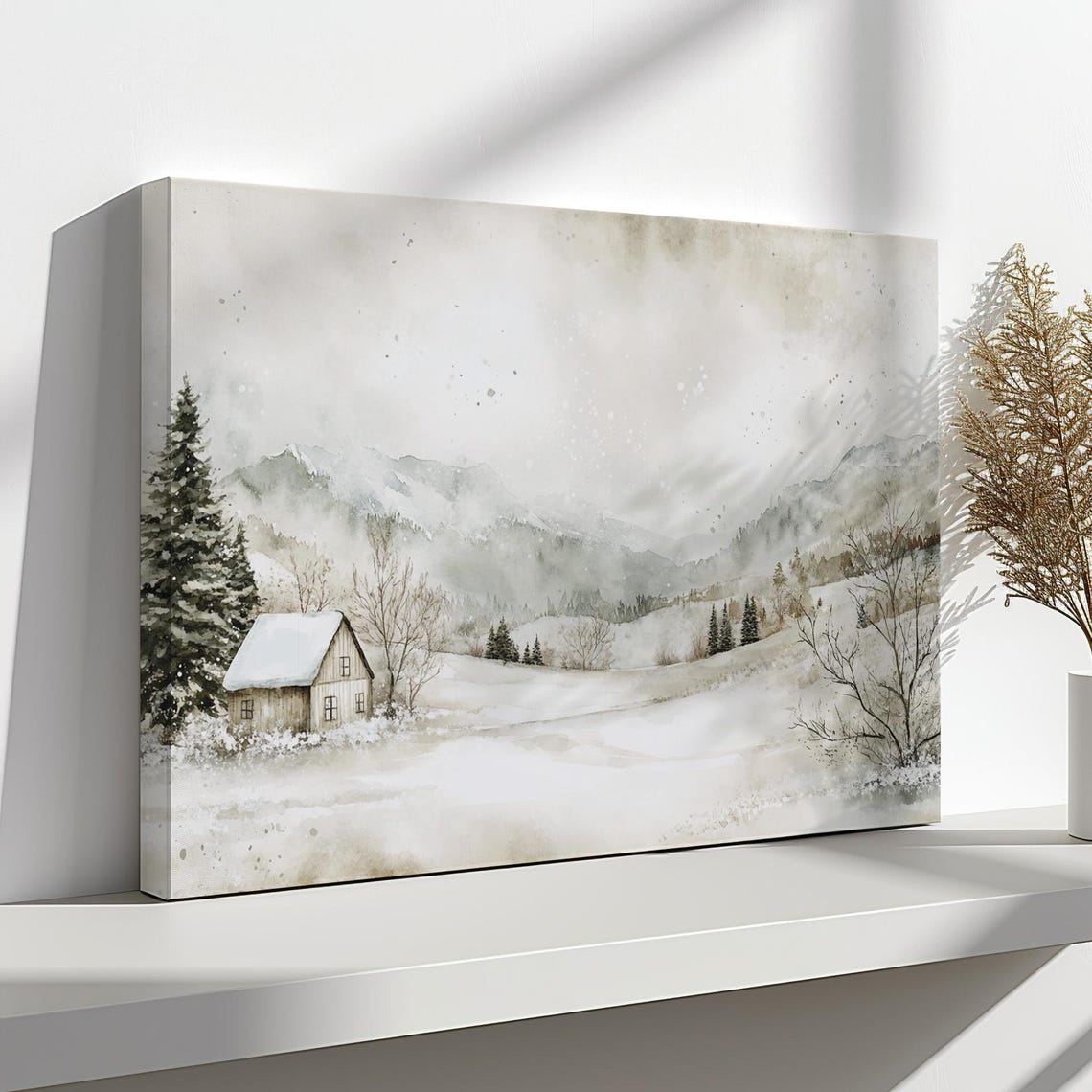 Snowy White Christmas Village Houses Vintage Painting Style Print Farmhouse Decor Art Nature Picture Wall Hanging Fine Art Print - Image 4