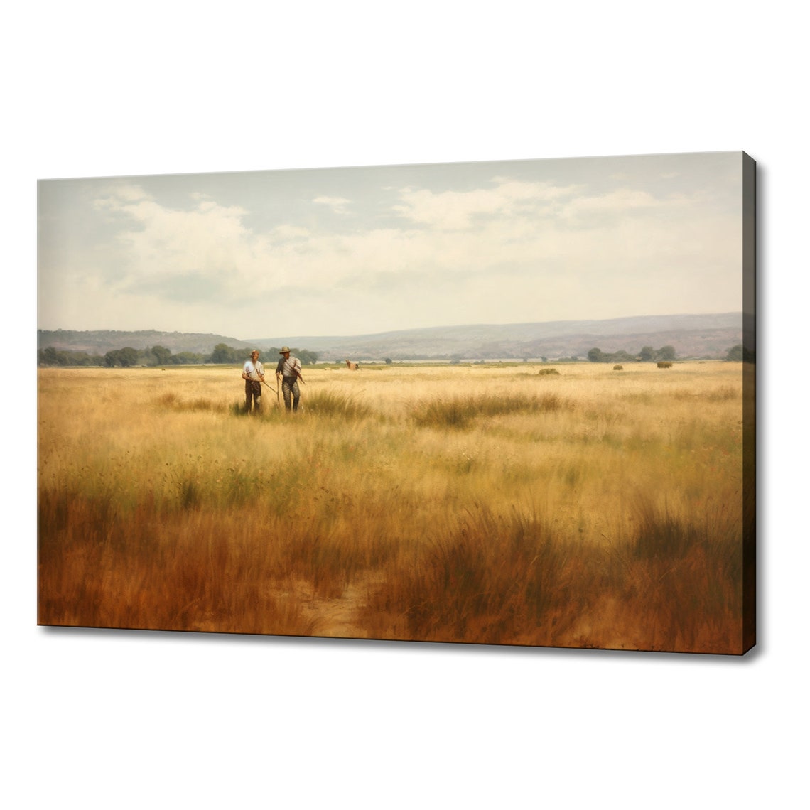Vintage Countryside Farmers Painting Style Print Farmhouse Decor Art Neutral Nature Picture Wall Hanging Fine Art Vintage