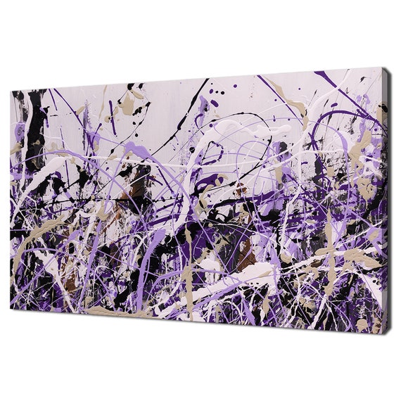 Abstract Splash Painting Purple Black Beige White Modern Design Home Decor Print Wall Art Picture