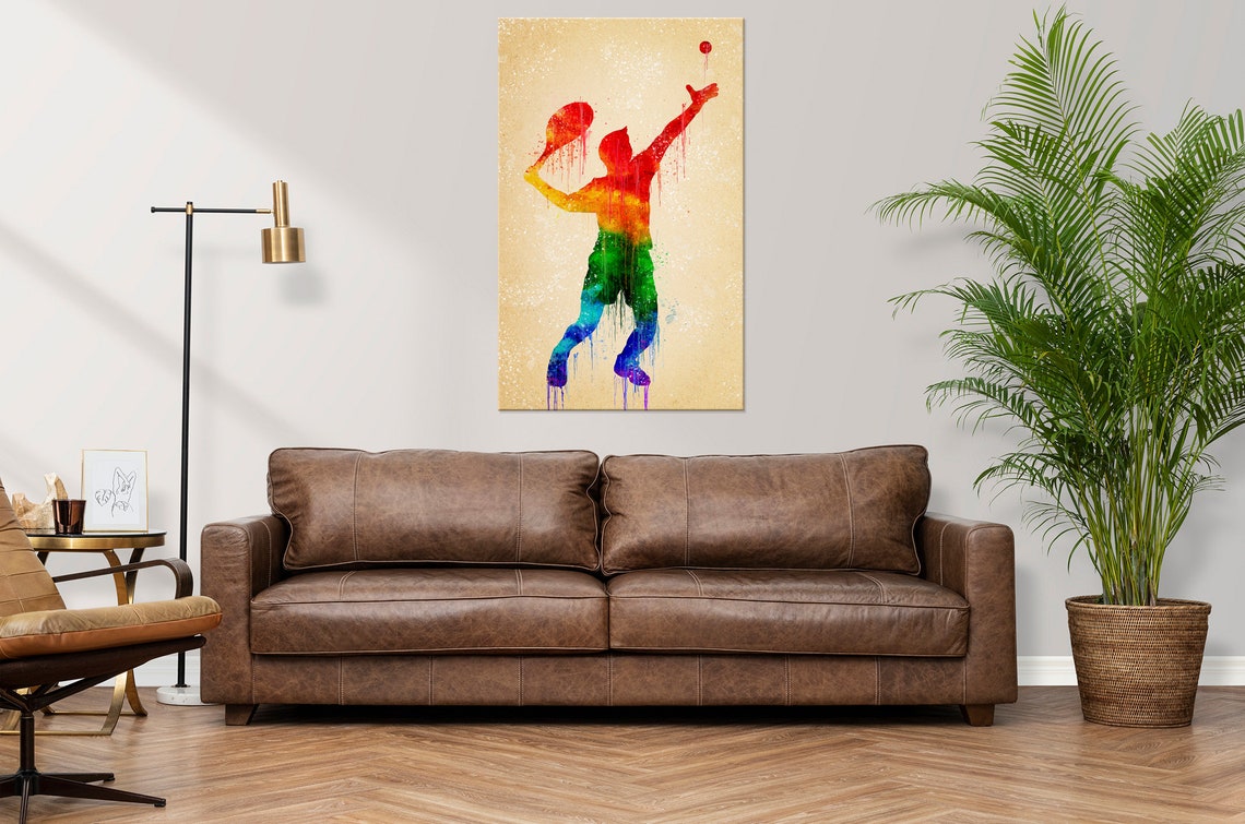 Tennis Player Colourful Watercolour Sport Modern Design Home Decor Print Wall Art Picture - Image 2