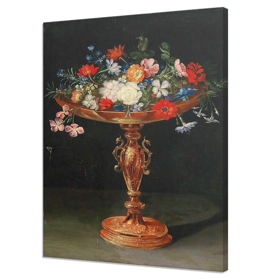 Still Life Flowers In Gilded Tazza Ornate Pedestal Bowl Art Poster