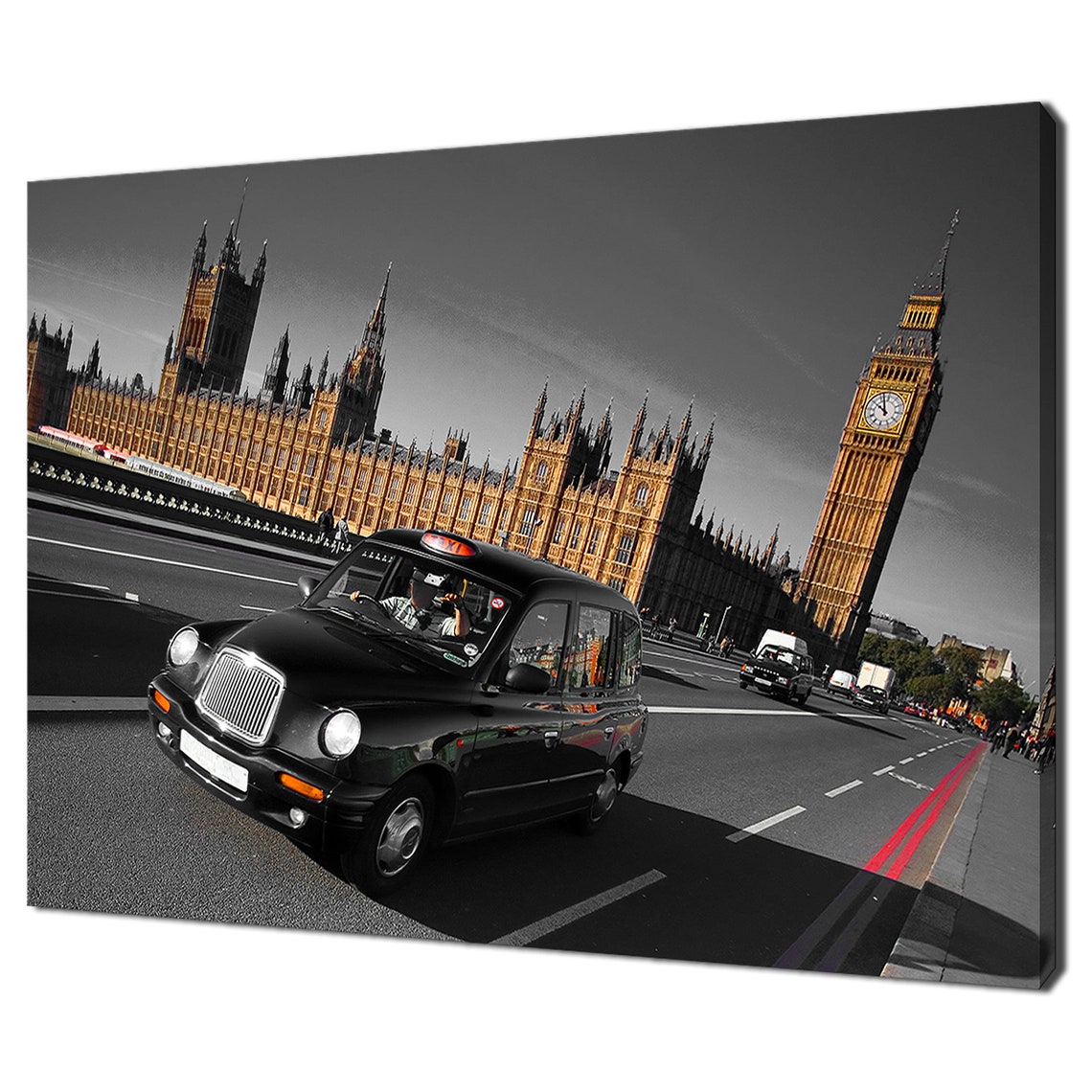 London Black Cab Westminster Bridge Big Ben Selective Color Poster