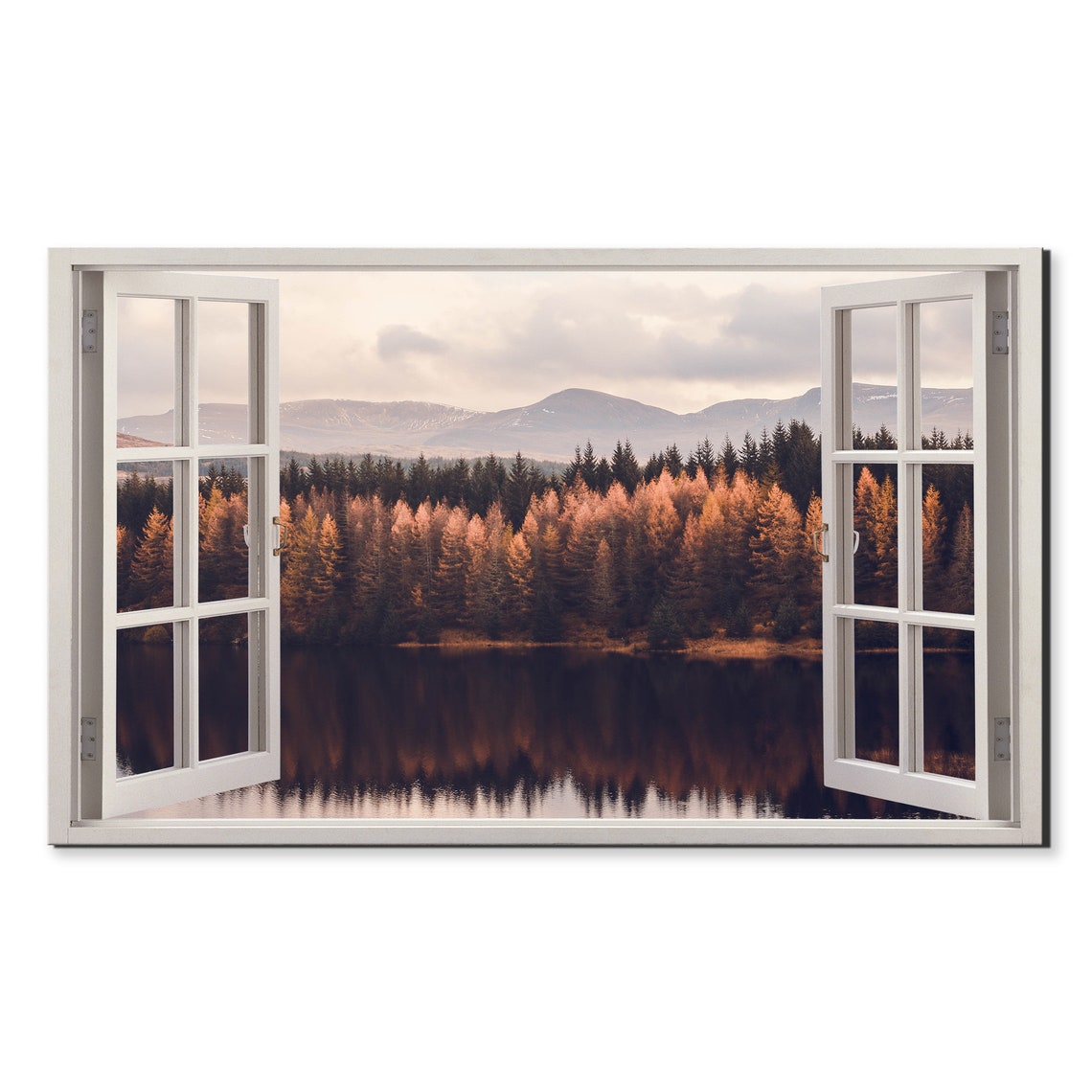 Scottish Highlands Lake Autumn Forest Mountain Range View Poster