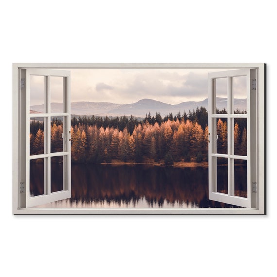 Scottish Highlands Mountain Range Window View Window Frame Style Modern Design Home Decor Print Wall Art Picture Ready To Hang