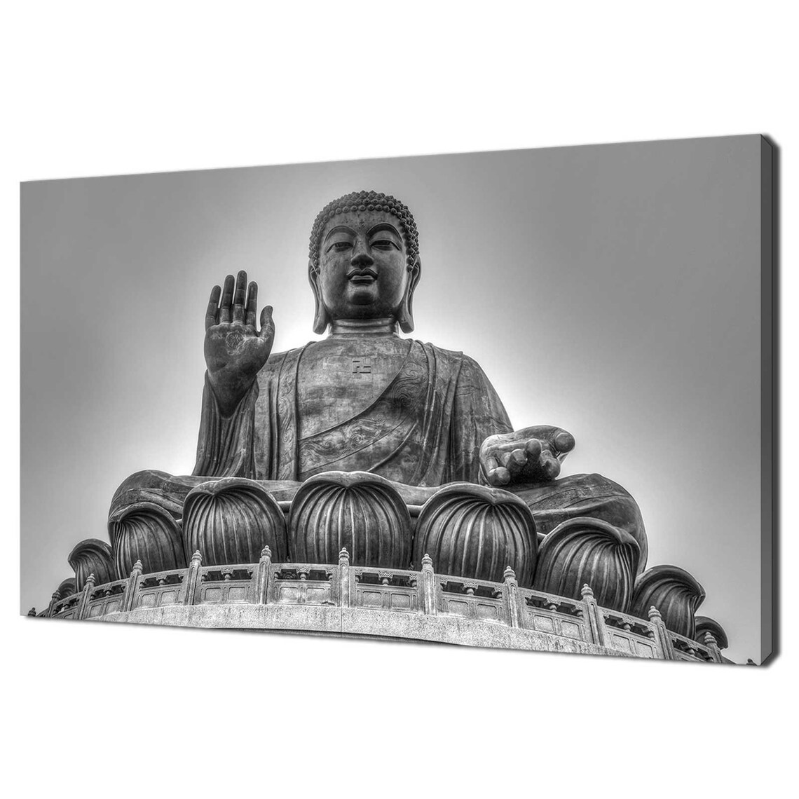 Tian Tan Buddha Giant Bronze Statue Black And White Photography Poster