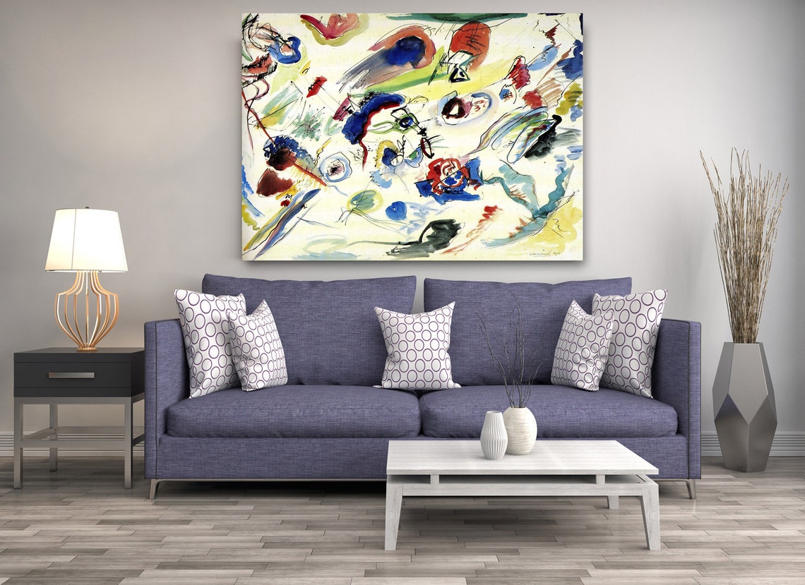 Wassily Kandinsky Untitled First Abstract Watercolor 1910 Classic Design Abstract Decor Reproduction Print Wall Art - Image 2