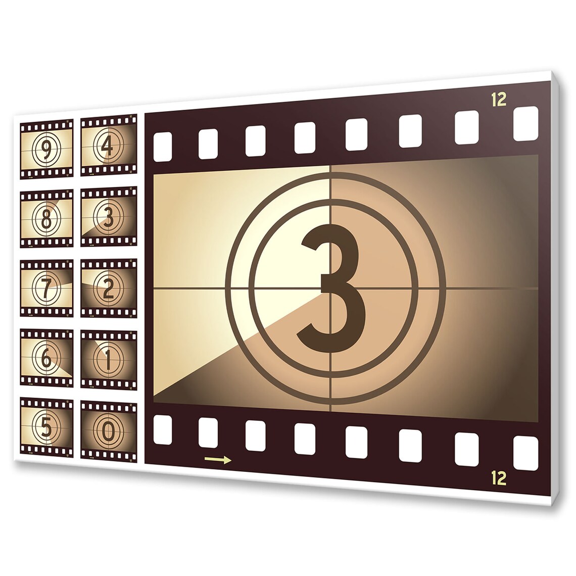 Retro Film Strip Countdown Leader Number Three Vintage Cinema Poster