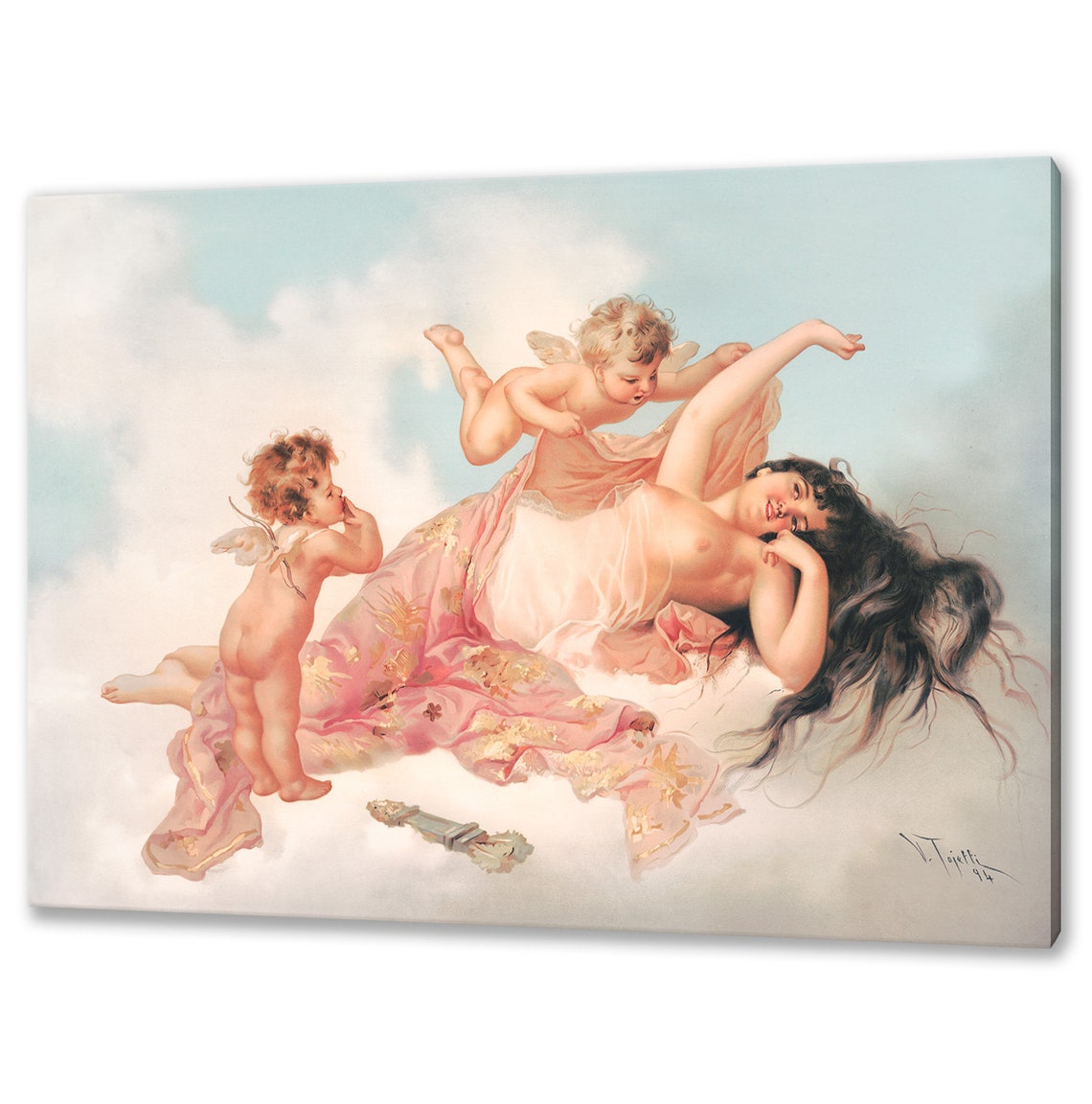 Sensual Nude Portrait Awakening Of Love 1894 By Virgilio Tojetti Reproduction Nude Woman Modern Design Home Decor Print Wall Art