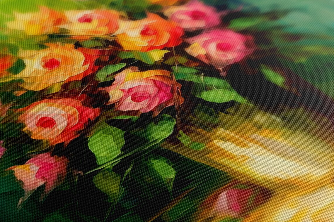 Bouquet Of Pink Orange Roses Flowers Oil Painting Style Print Wall Art Modern Floral Design Home Decor Botanical Flowers Wall Art - Image 3