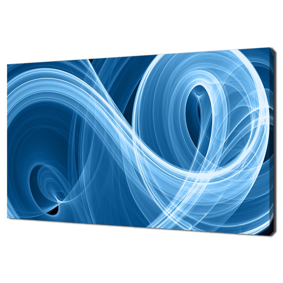 Cool Blue Abstract Light Swirls Flow Modern Contemporary Decor Poster