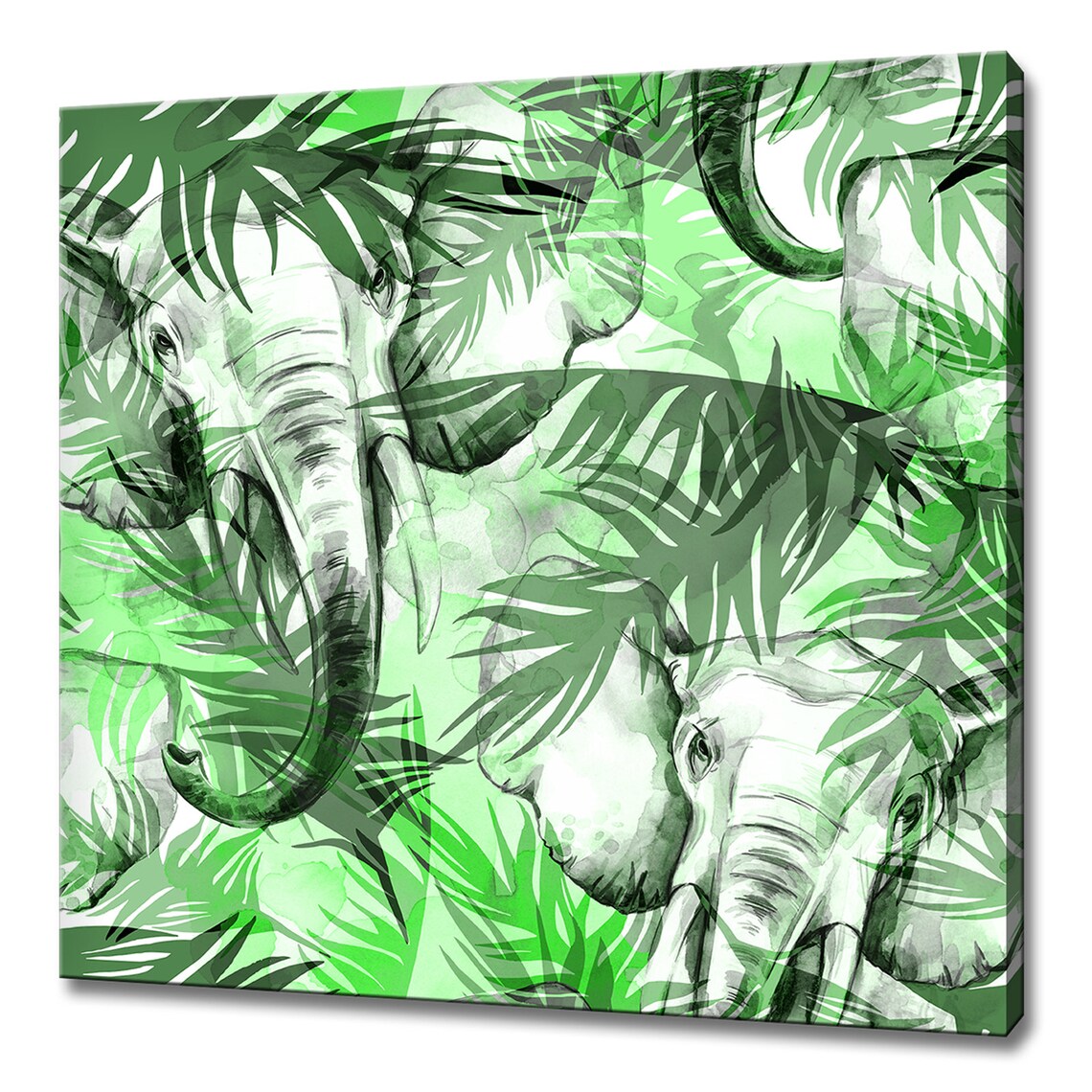 Purple Watercolor Elephants with Tropical Leaves Jungle Art Wall Poster - Image 4