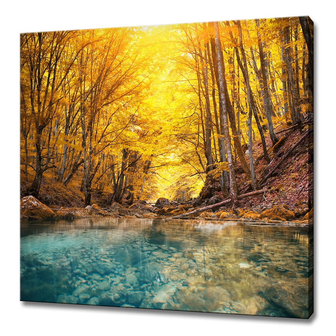 Blue River, Mountain Forest Modern Design Art Print