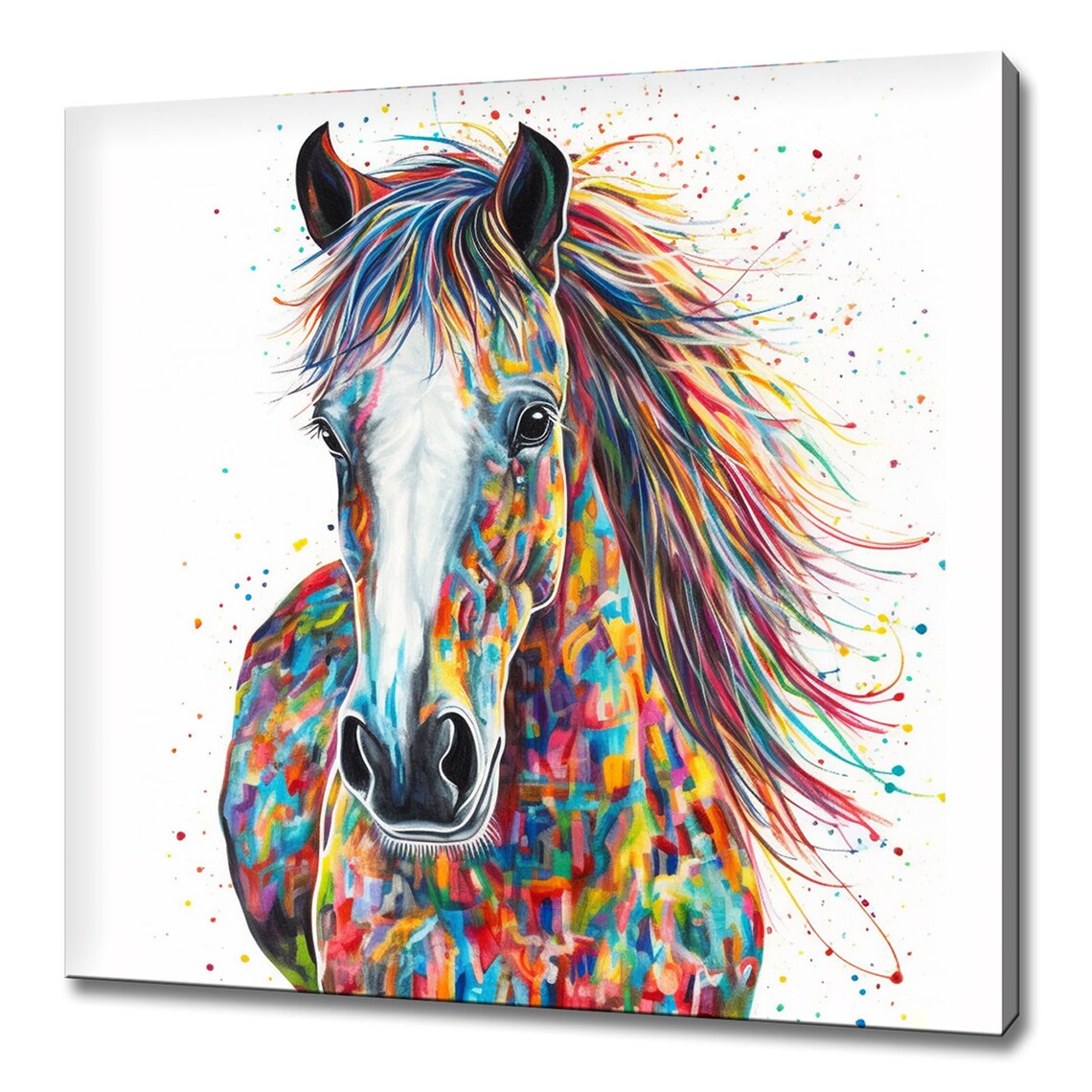 Rainbow Horse Watercolor Art Print, Nursery Decor