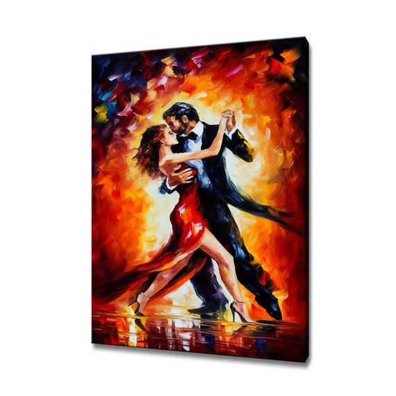 Beautiful Couple Tango Dancers Together Colourful Painting Modern Design Print Home Decor Wall Art Wall Hanging Picture