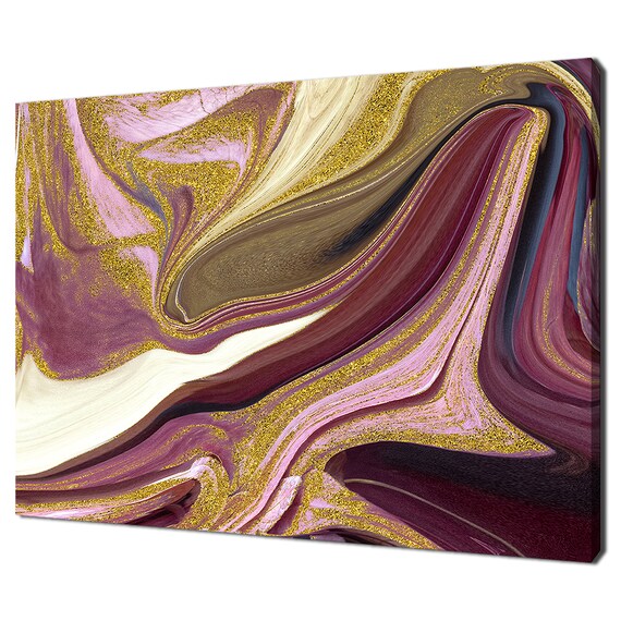 Autumn Theme Maroon And Gold Art Print, Modern Design