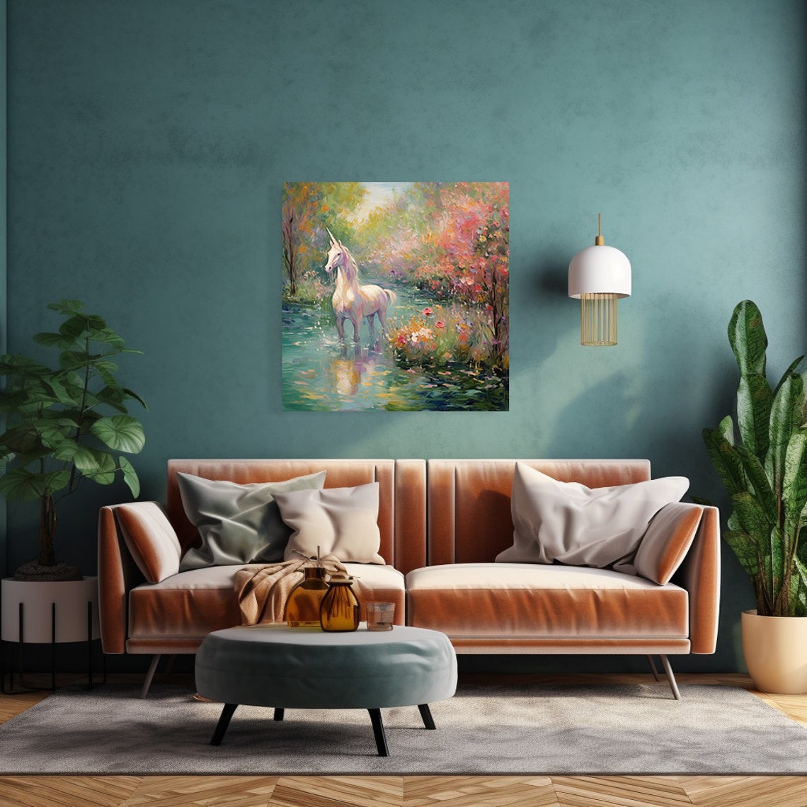 Stunning Unicorn In The Forest Animal Print Gift For Unicorn Lover Colourful Unicorn Portrait Painting Print Unicorn Kids Wall Art - Image 4