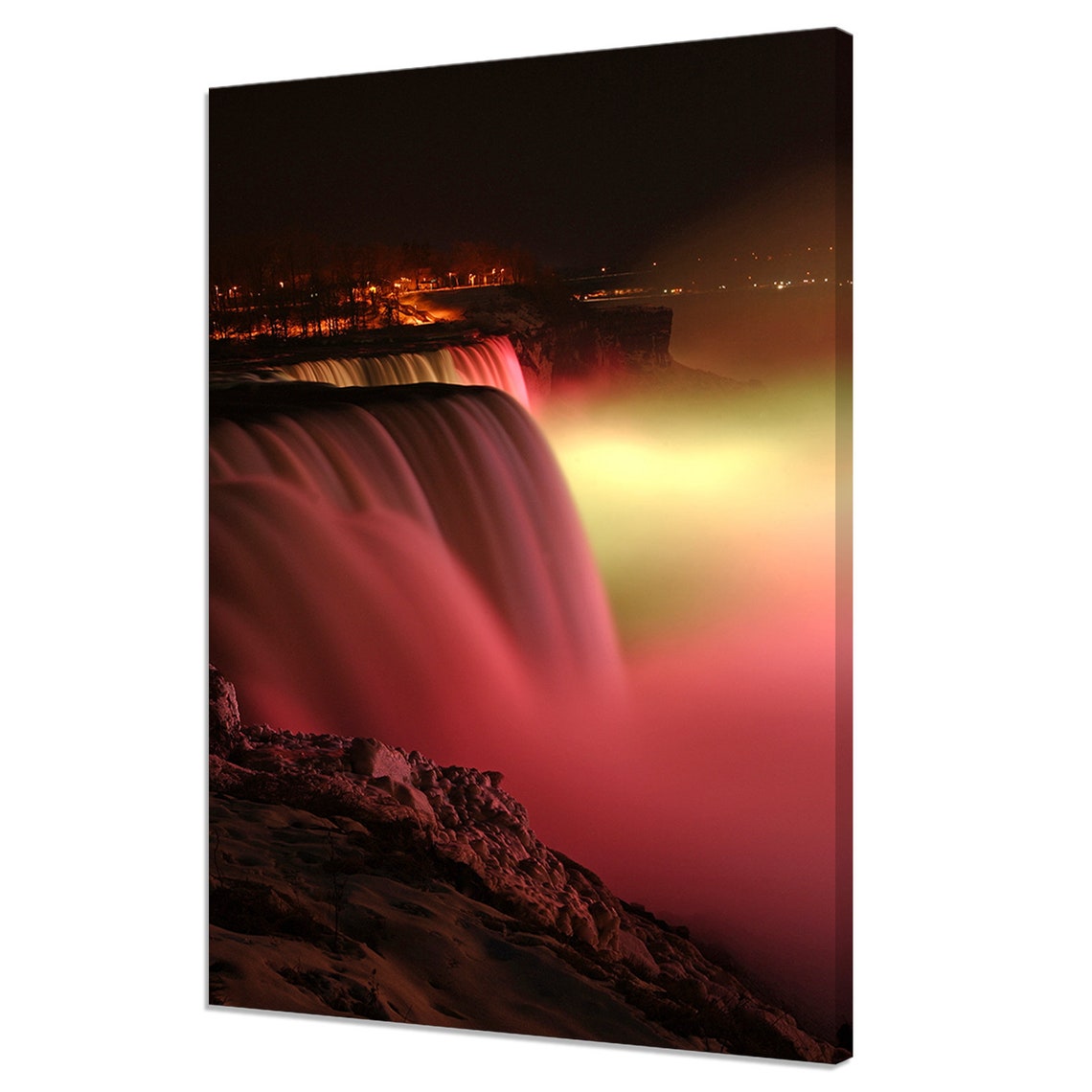 Niagara Falls Night Illuminated Winter Waterfall Night Lights Poster