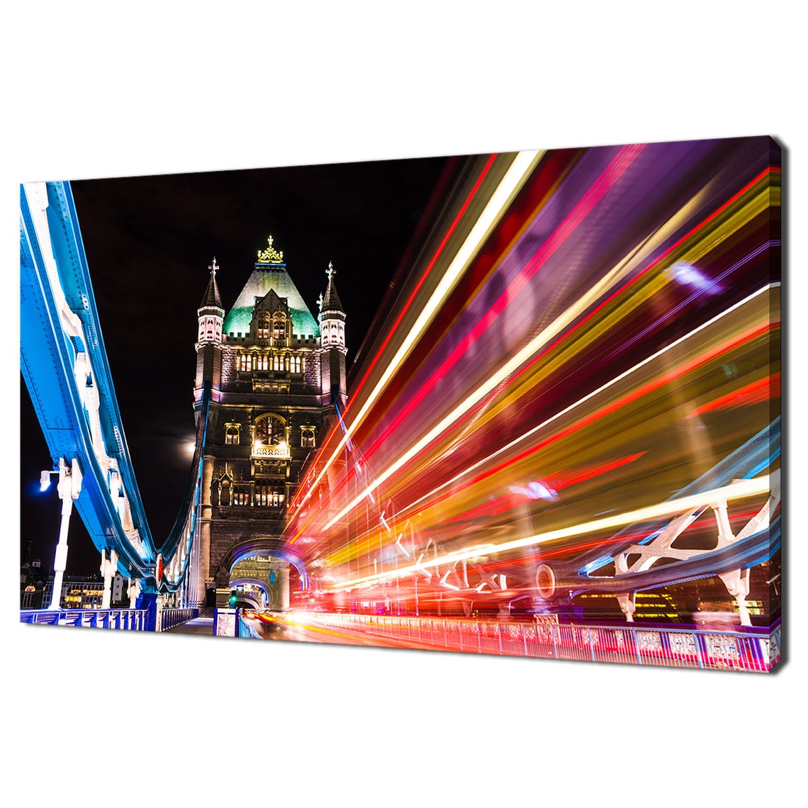London Tower Bridge Night Bus Light Trails Long Exposure Travel Poster