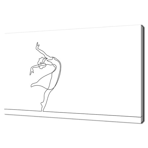 Beautiful Ballerina Ballet Dancer One Line Drawing Modern Design Print Wall Art Picture