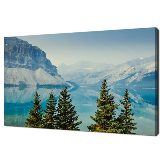 Beautiful Blue Lake Mountains Pine Trees Modern Design Home Decor Print Wall Art Picture Wall Hanging