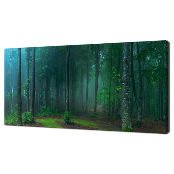 Foggy Forest Trees Panoramic Modern Art Print