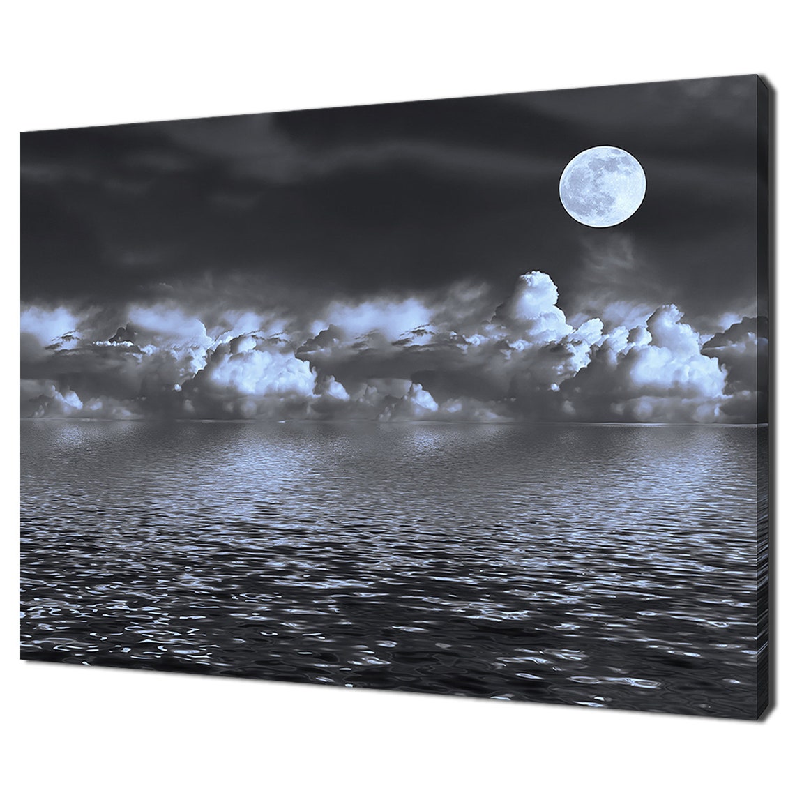 Stormy Night Sky Seascape At Moonlight Modern Design Home Decor Print Wall Art Picture Wall Hanging