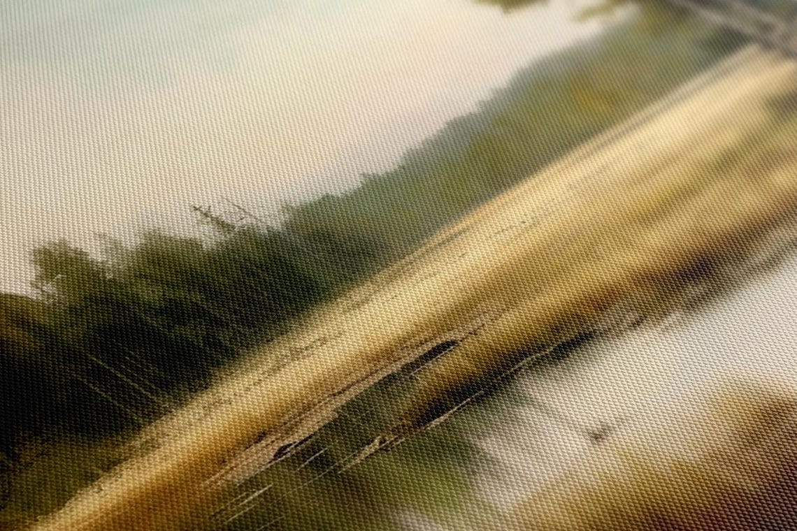 Birch Trees Misty Marsh Golden Reeds Pond Vintage Countryside Poster - Image 3