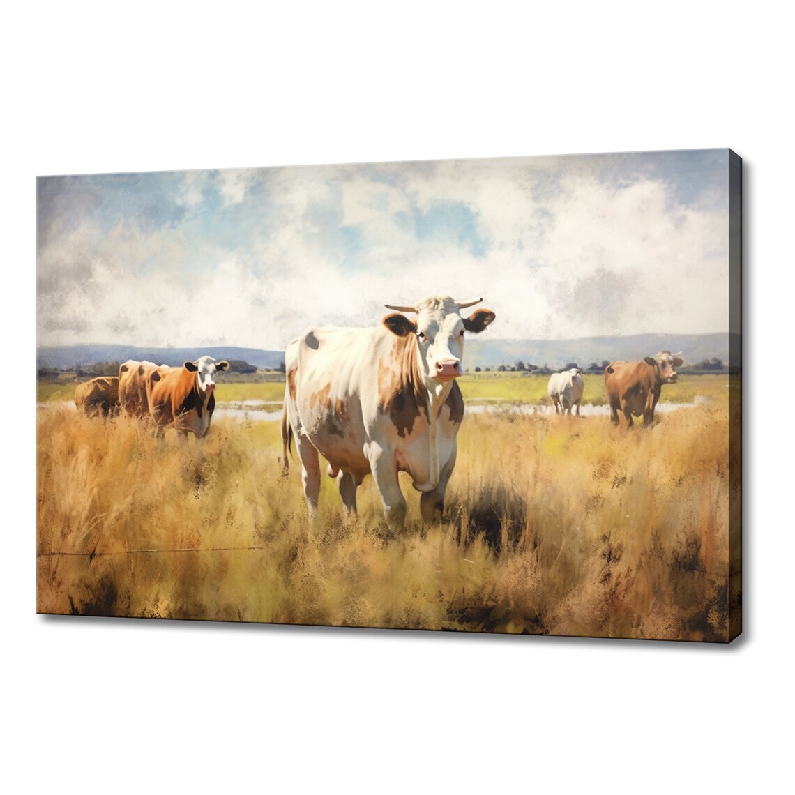 Cows On The Pasture Vintage Farmhouse Art Print
