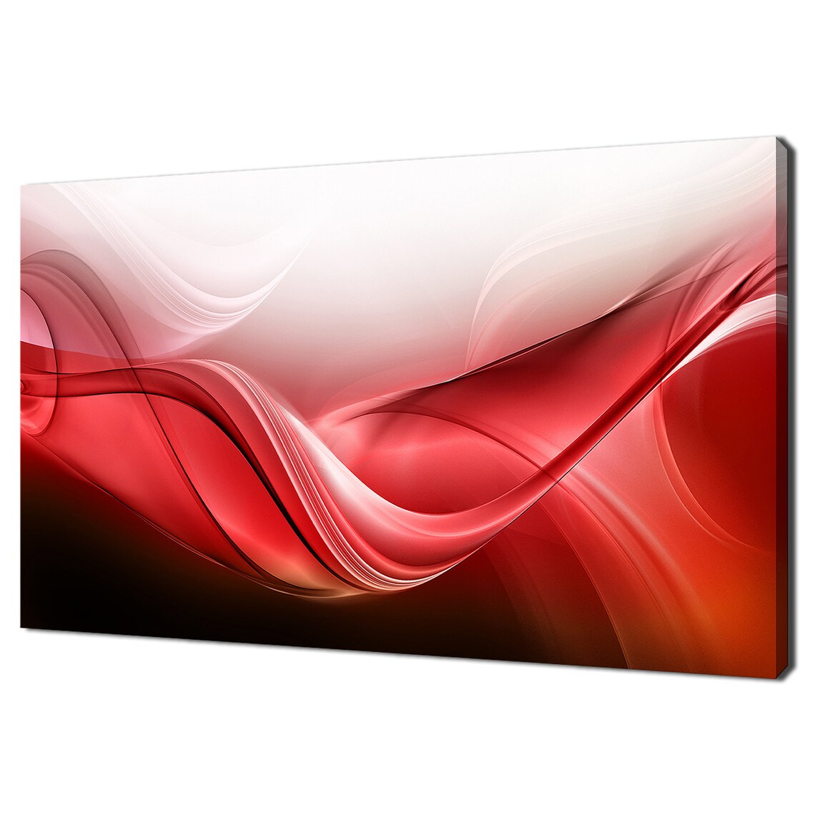 Red, Black & White Abstract Waves Art Print