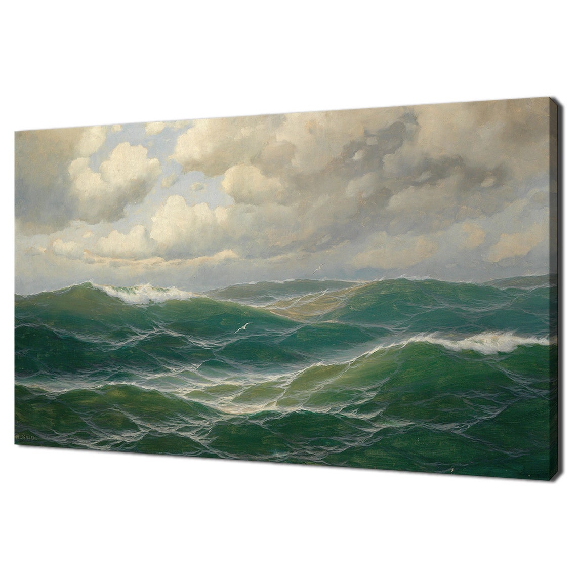 Max Jensen Seagulls Over Green Ocean Waves Marine Seascape Print