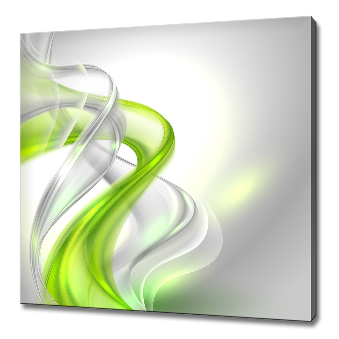 Green White Abstract Swirls Waves Modern Art Print