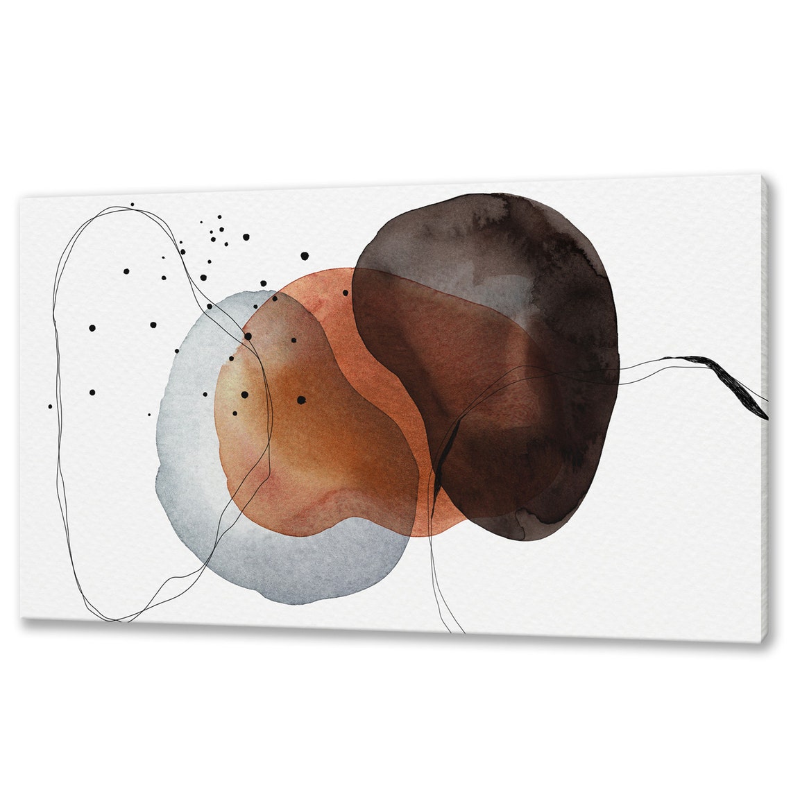 Abstract Watercolor Circles Brown Grey Minimalist Modern Art Poster