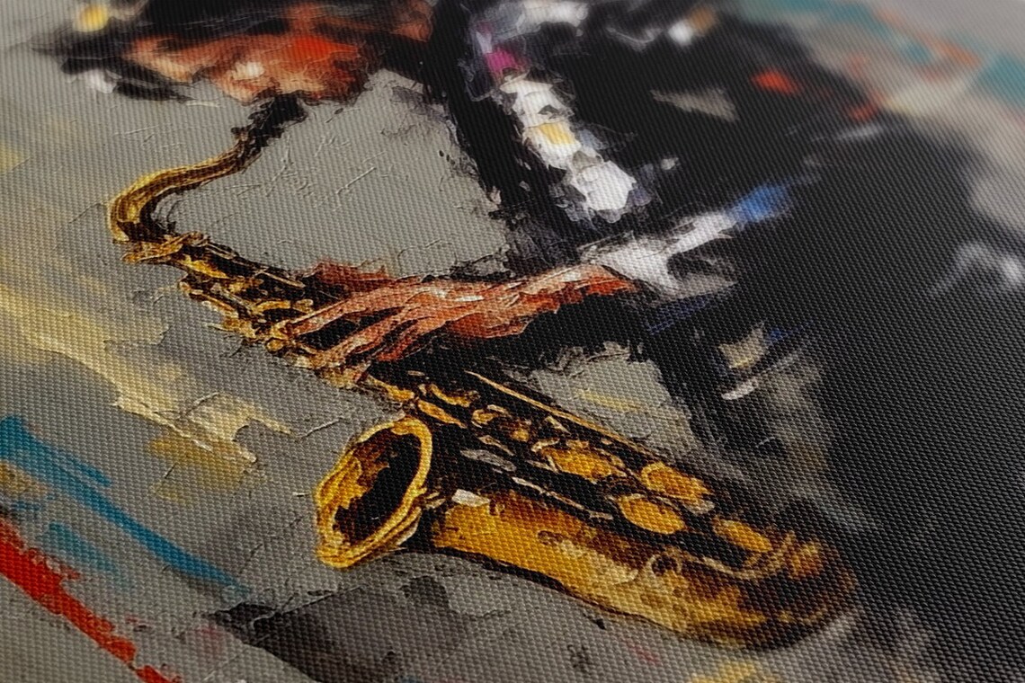 Jazz Saxophone Player Colorful Abstract Painting Musician Wall Art Print - Image 3